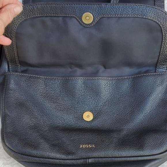 Fossil.Black Pebbled leather xbody shoulder‎ bag - Picture 8 of 16